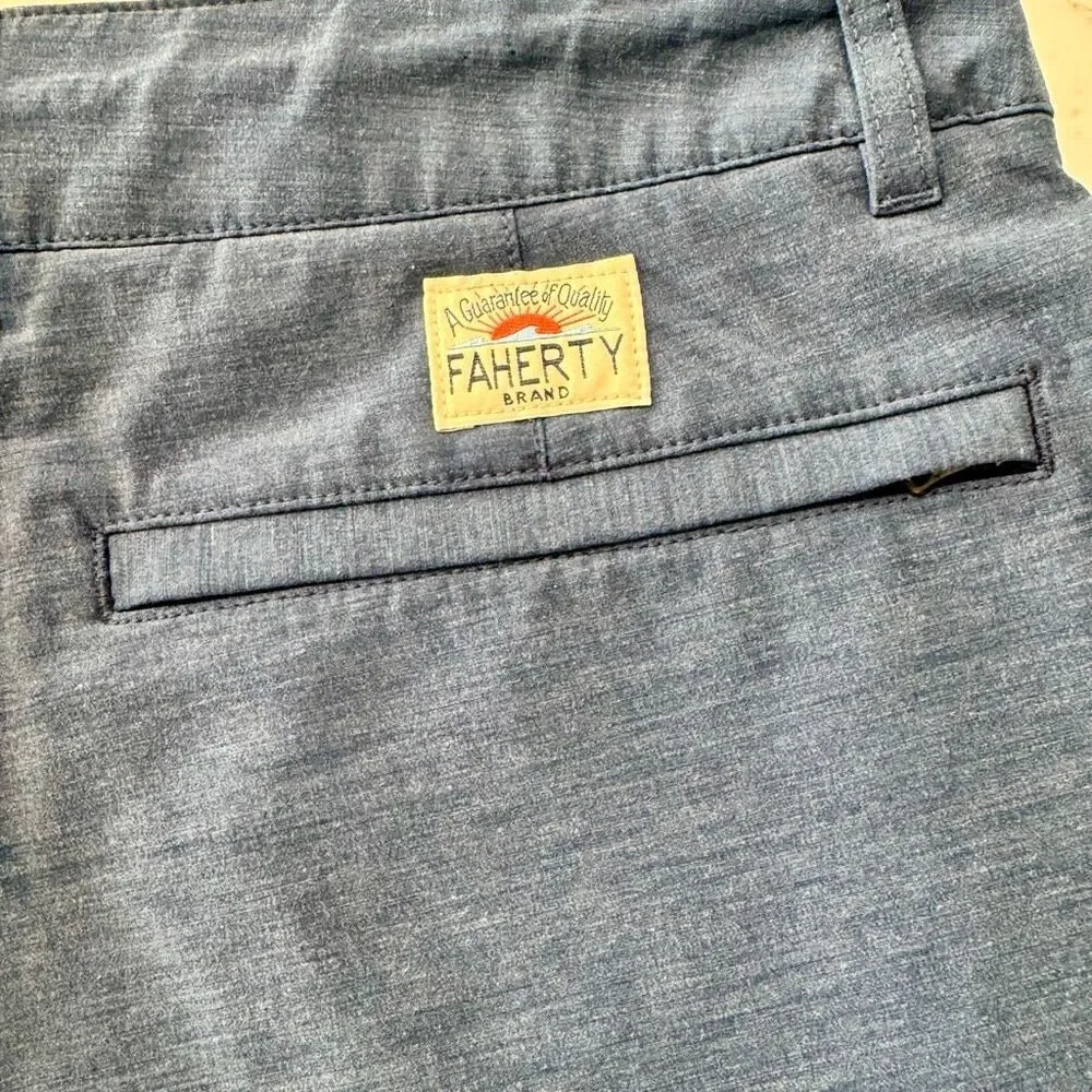 Faherty All Day Shorts. Heather Blue. Size 33.